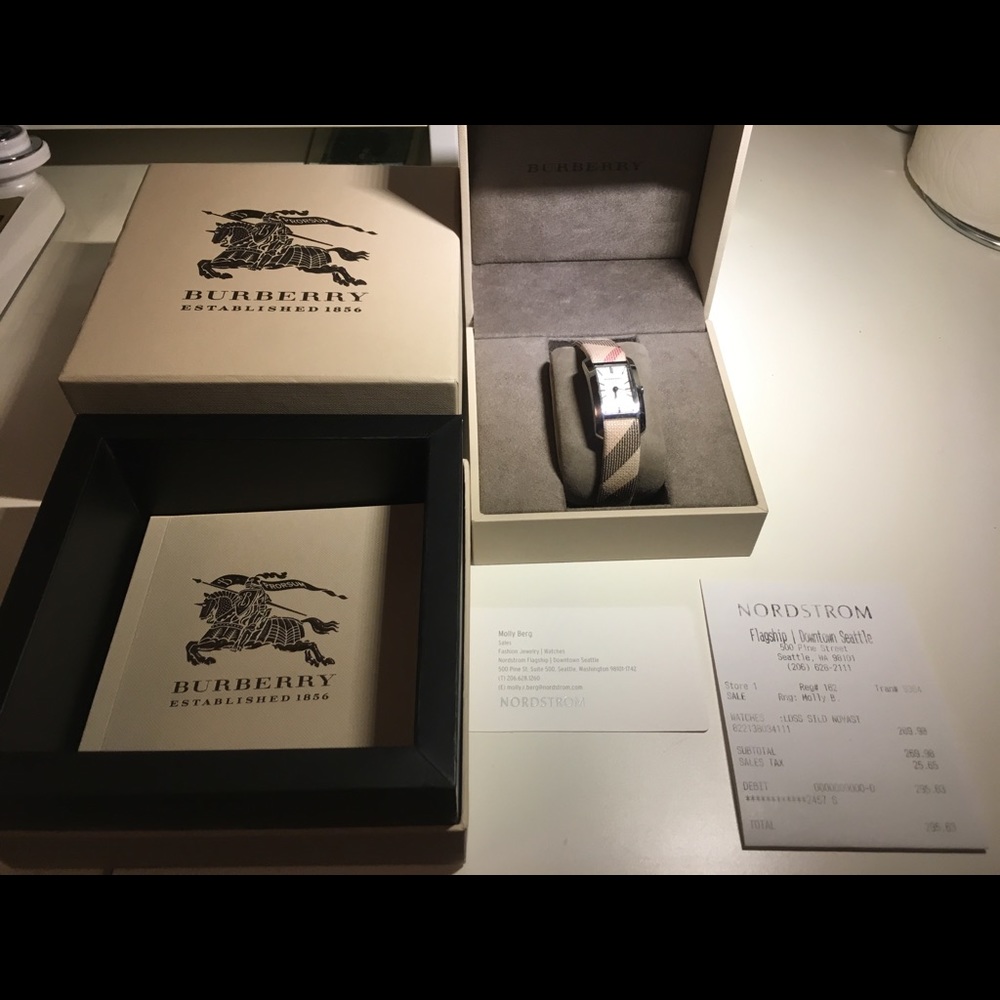Burberry Women Watch, check strap, retail $425